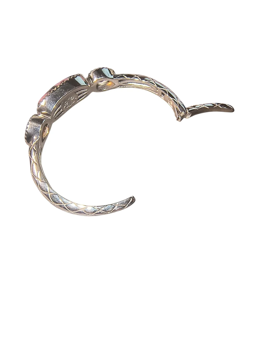 Sterling Silver, Rhodonite and Yellow Citrine Gemstone Cuff Bracelet Brand New